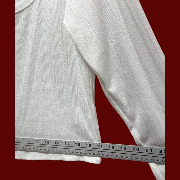 Wild Fable - Women's Long Sleeve Pointelle T-Shirt - White - XXL - Picture 5 of 12